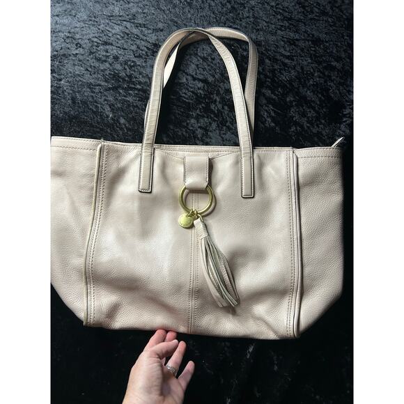 Cole Haan Pale Pink Leather Tote Bag Gold Hardware Tassel Detail - Picture 1 of 11